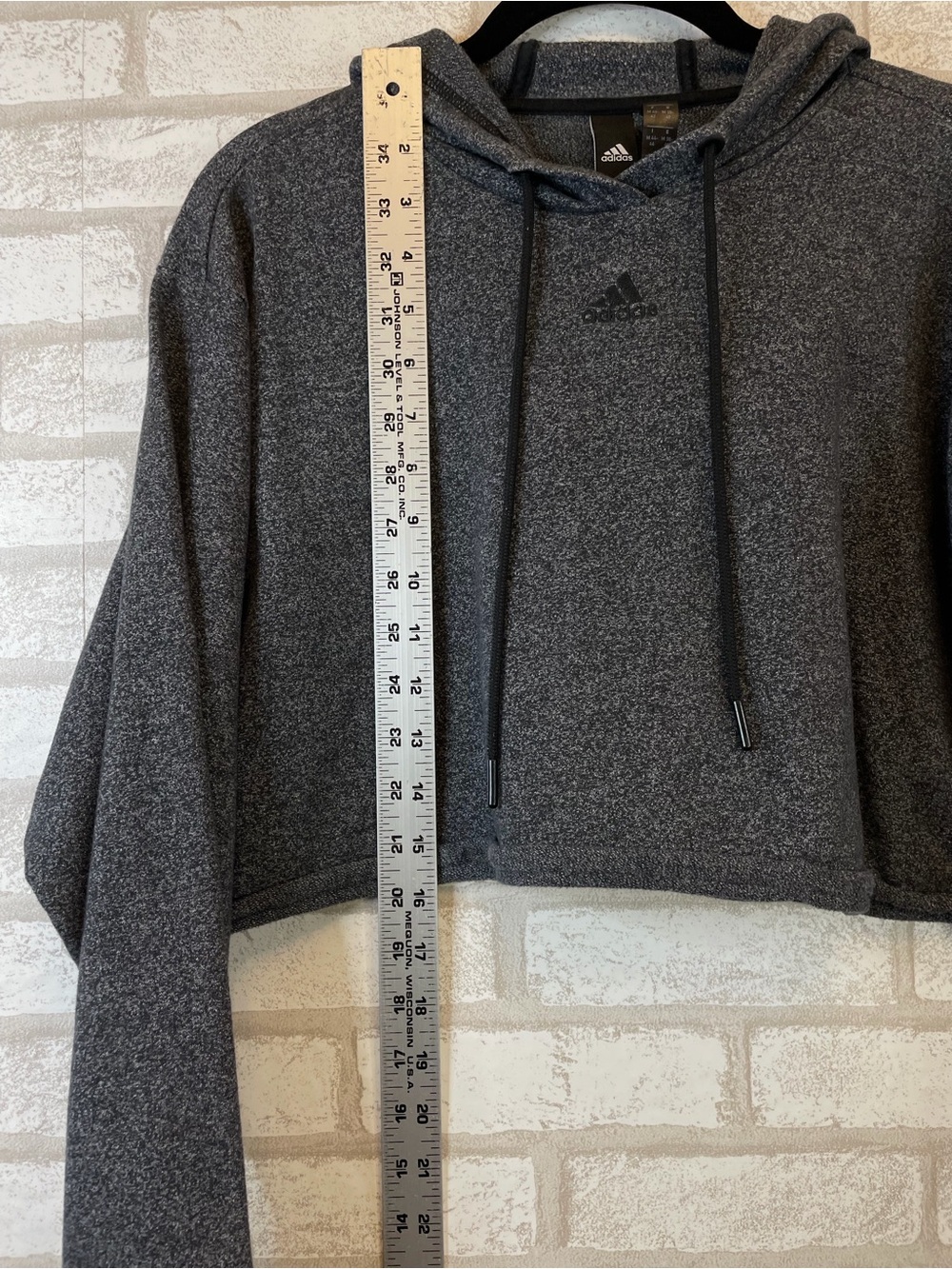 Adidas Women's Dark Charcoal Cropped Hoodie - Picture 8 of 9